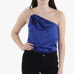 BCBGMAXAZRIA womens One Shoulder Sleeveless Bodysuit Sodalite NWT